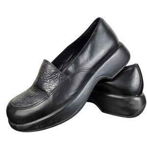 Dansko Mandolin Loafers 40 US 9.5 - 10 Black Floral Embossed Chunky Grunge Goth